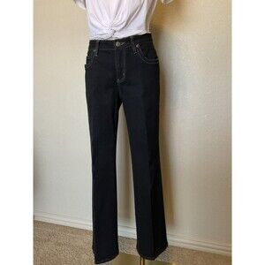 CAbi, Women’s Bootcut Jeans, Style 895, Black, Tan Stitching, Size: 6